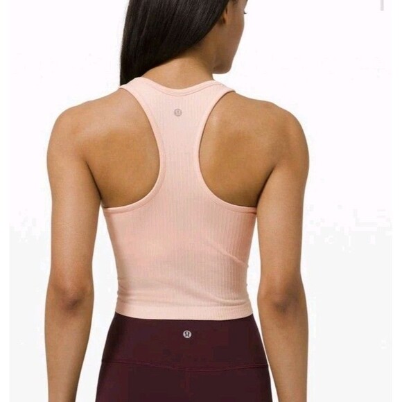 Lululemon Eb To Street Racerback Crop Top In Pink Mist  Sz 12 NWT - Picture 3 of 6